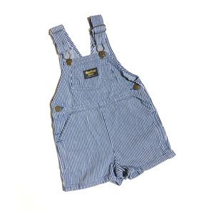 Vintage 90s OshKosh Blue Striped Short Overalls